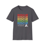  “Rescue – Because They Can’t Save Themselves” rainbow animal rescue shirt,. This colorful cat and dog rescue T-shirt promotes TNR, fostering, and animal rescue awareness — perfect for volunteers, animal shelter workers and compassionate pet lovers.
