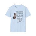 Light Blue color t-shirt with a kitten graphic and the quote ‘Saying Goodbye to a Foster Means My Heart Will Break a Little So Theirs Will Never Have To Break Again' Soft 100% ringspun cotton foster parent shirt kitten foster mom gift