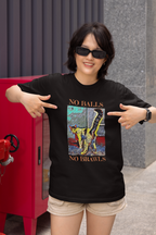 black “No Balls No Brawls” cat rescue shirt featuring a colorful cat design. Funny TNR awareness tee promoting spay and neuter programs, animal rescue, and feral cat care. 