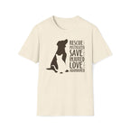 Natural Colored Tshirt with design showing a Dog and CatRescue the Mistreated Save The Injured Love the Abandoned Animal Rescue Shirt