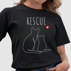 Rescue Cat Shirt – Minimalist Line Art Cat Lover Tee for Adopters & Rescue Volunteers