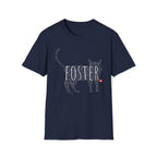 navy Foster Kitten Word Cloud shirt. Animal rescue tee celebrating foster cats, kittens, and saving tiny lives.