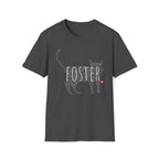 gray Foster Kitten Word Cloud shirt. Animal rescue tee celebrating foster cats, kittens, and saving tiny lives.